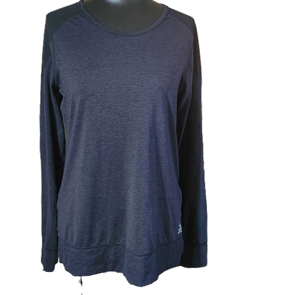 Reebok Mens Gray Long Sleeve Crew Neck Shirt Small